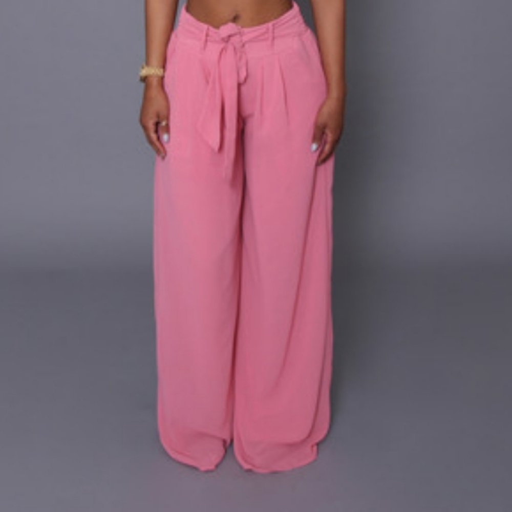 Pink wide leg pants